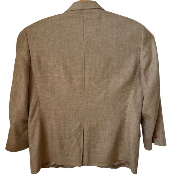 Brooks Brothers Silk Linen Wool Blazer Men's Size 44S Beige Herringbone - Picture 3 of 9